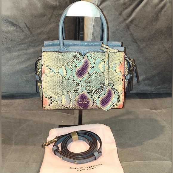 KATE SPADE NEW YORK SPENCER MULTICOLOR PYTHON TWO-WAY TOTE SPADE CHARMS DUSTBAG - Picture 17 of 17